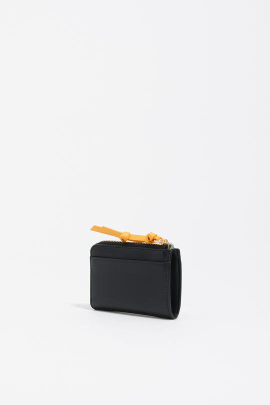 Black leather card holder coin purse