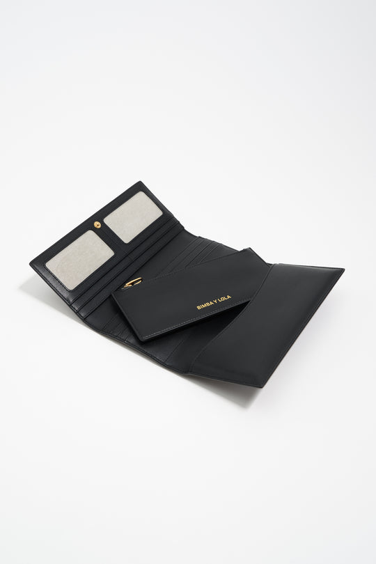 Black leather continental wallet