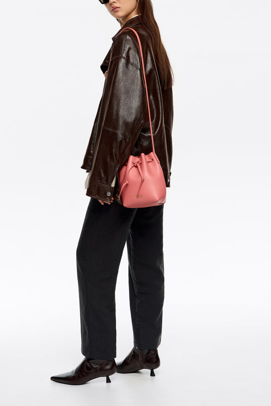 Bubblegum pink leather Bucket bag
