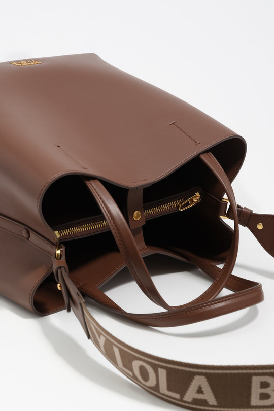 Large mocha leather Chihuahua bag