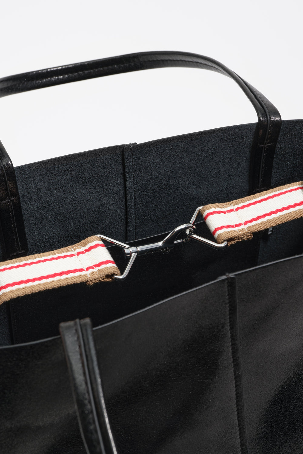 Large black leather shopper bag