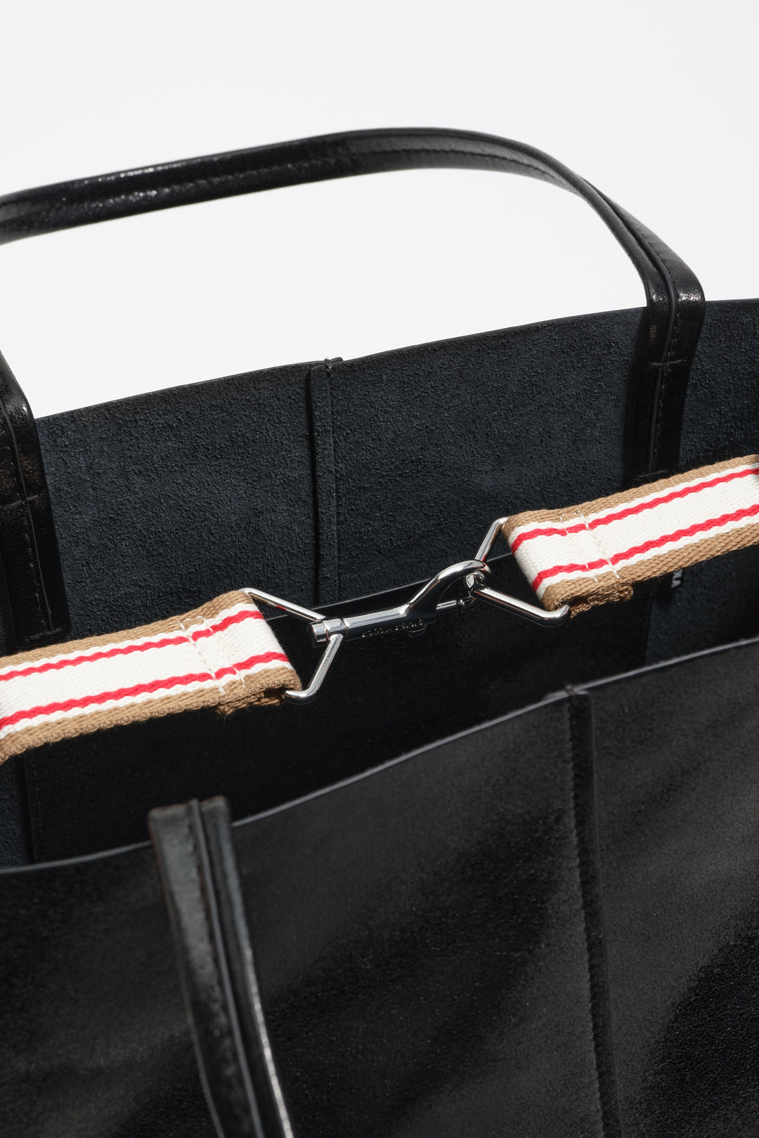 Large black leather shopper bag