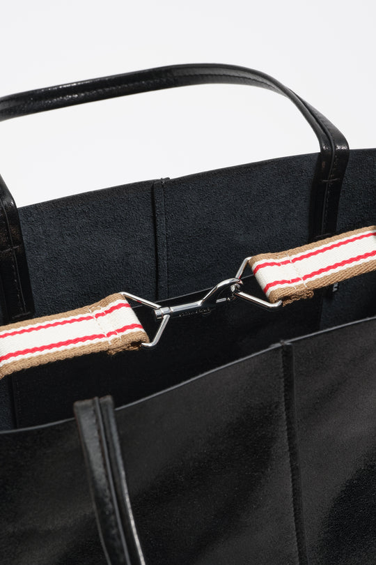 Large black leather shopper bag