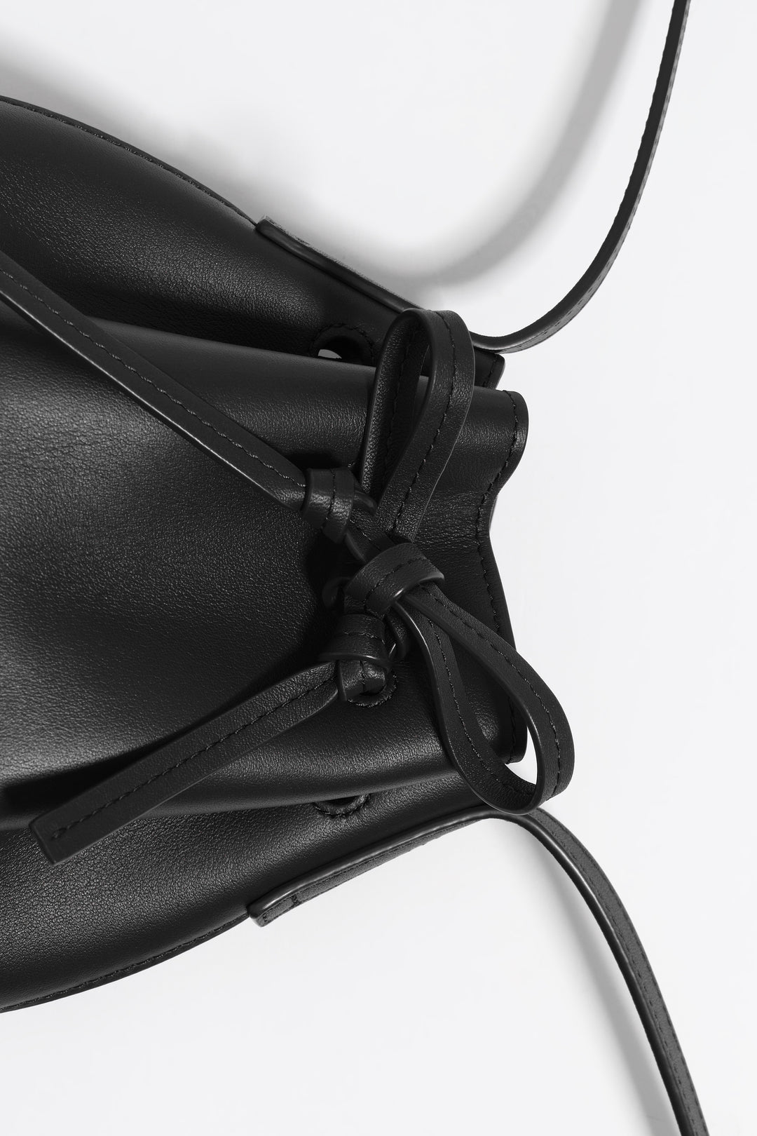 Black leather bucket bag