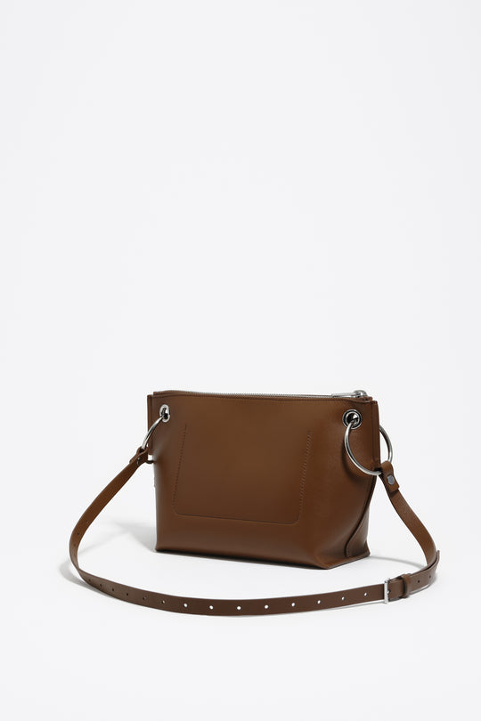 Medium oak leather trapezium bag