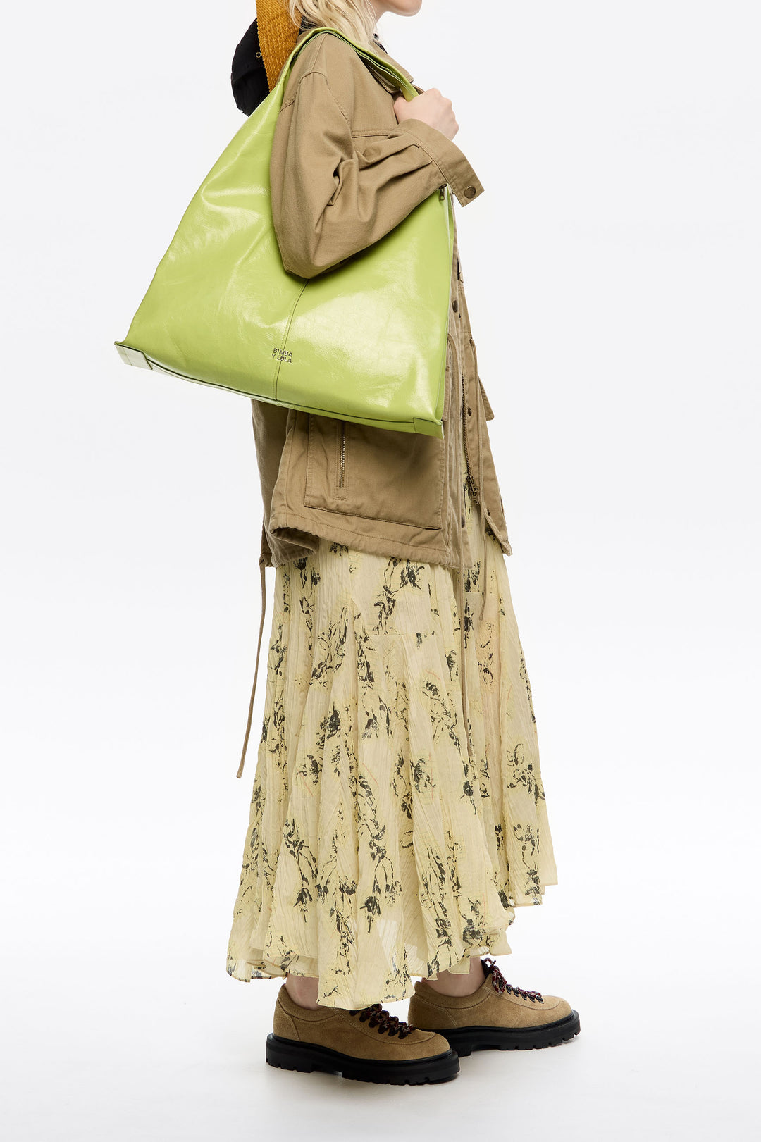 Lime leather maxi Bikini Paper bag