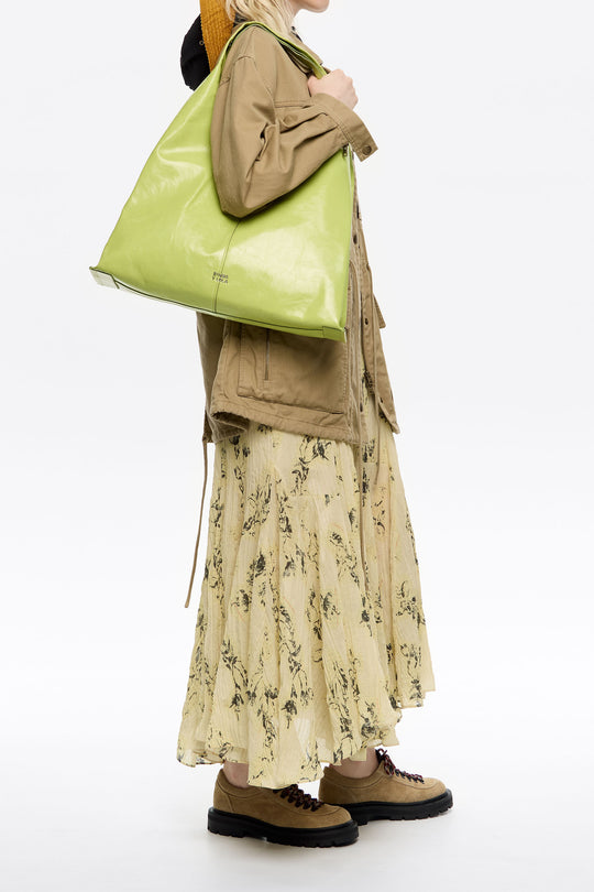 Lime leather maxi Bikini Paper bag