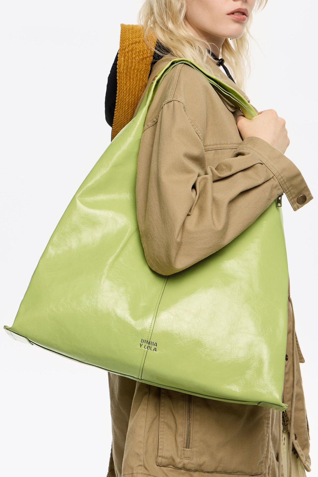 Lime leather maxi Bikini Paper bag