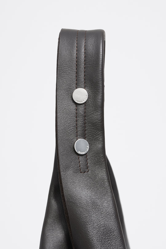 Dark brown leather maxi Bikini Paper bag