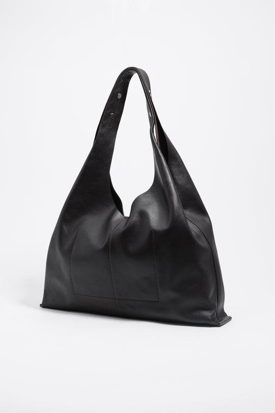 Dark brown leather maxi Bikini Paper bag
