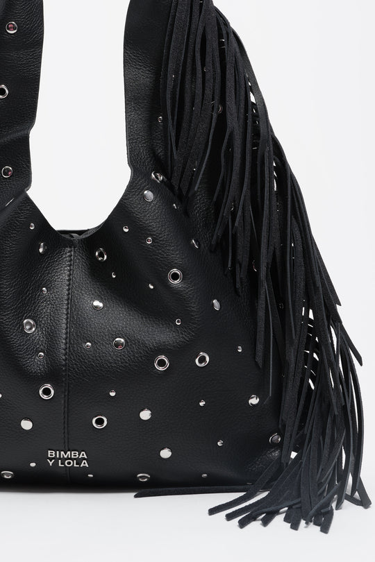 Black leather shoulder bag