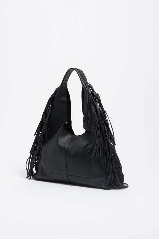 Black leather shoulder bag