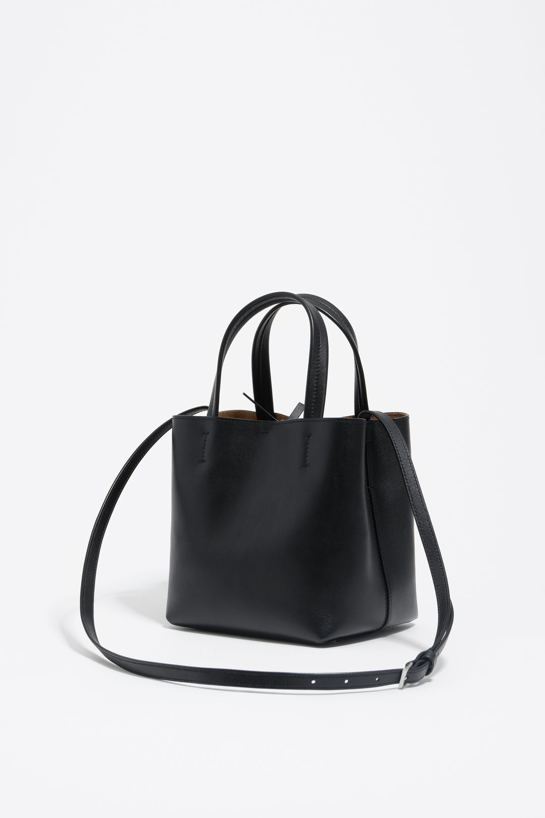 Small black leather Chihuahua bag