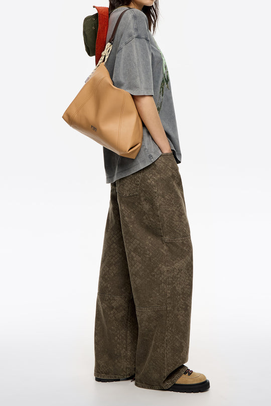 Medium Sahara leather Paper bag