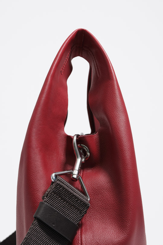 Medium red leather Paper bag
