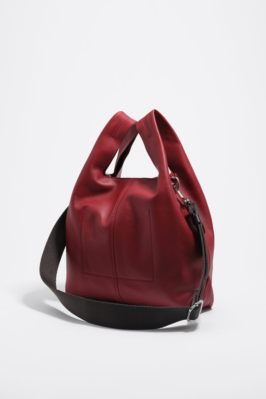 Medium red leather Paper bag