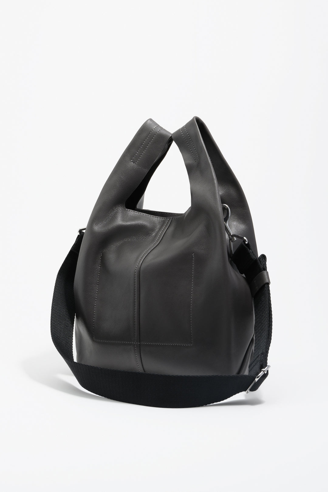 Medium gray leather Paper bag