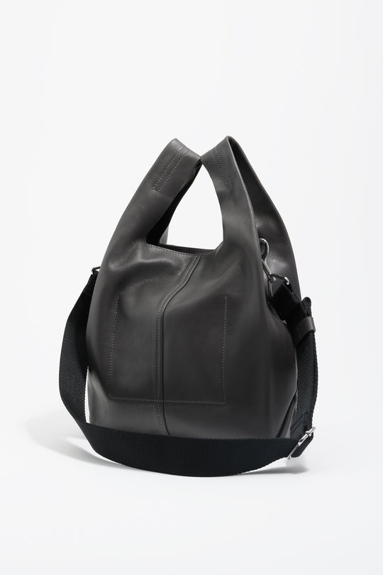 Medium gray leather Paper bag