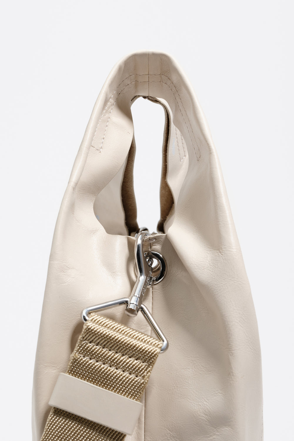 Medium ivory leather Paper bag