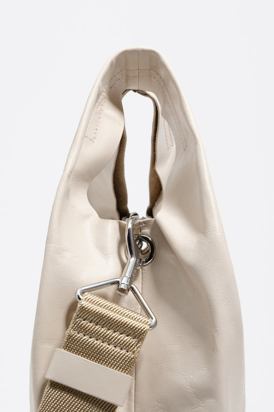 Medium ivory leather Paper bag