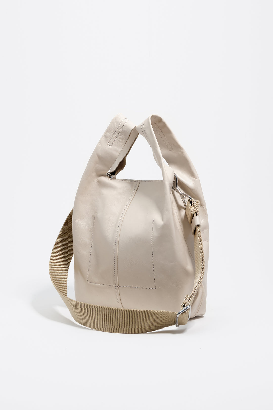 Medium ivory leather Paper bag