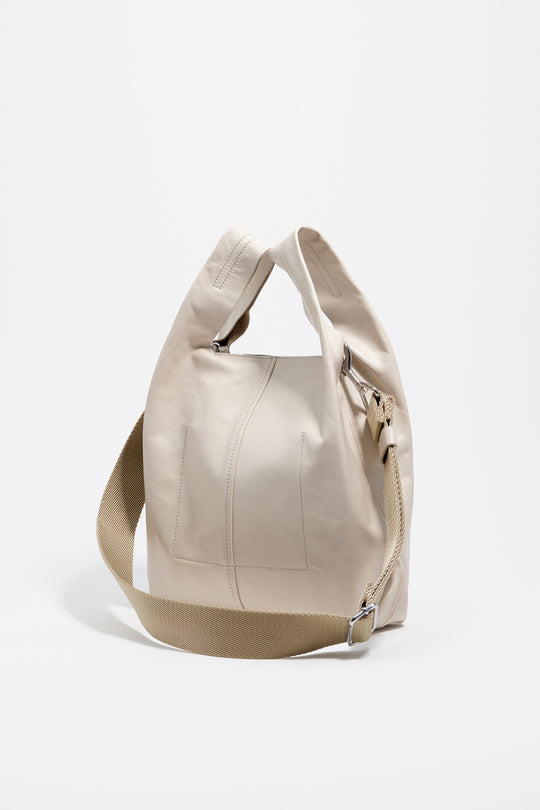 Medium ivory leather Paper bag