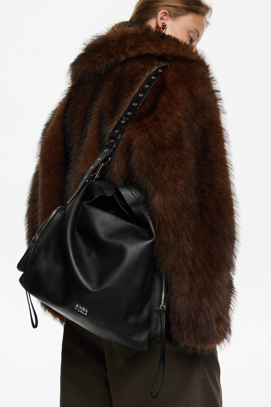Black leather crossbody bag