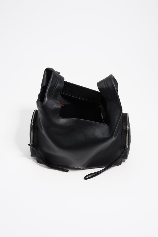 Black leather crossbody bag