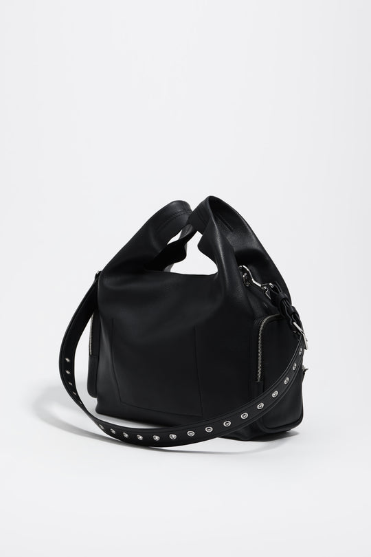 Black leather crossbody bag