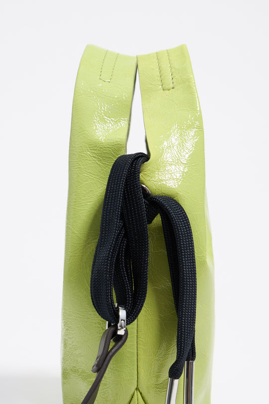 Lime leather mini Paper bag