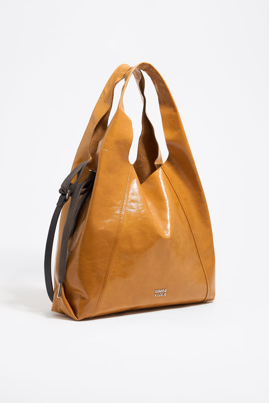 Large chestnut leather Paper bag