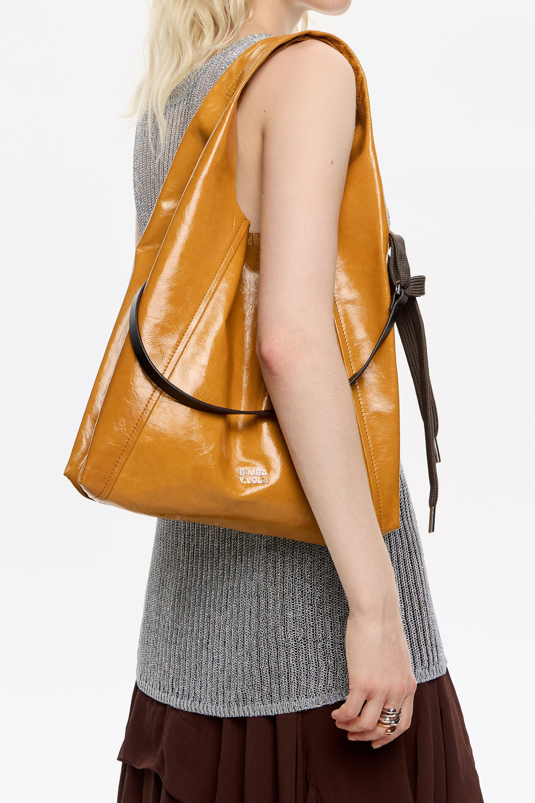 Large chestnut leather Paper bag