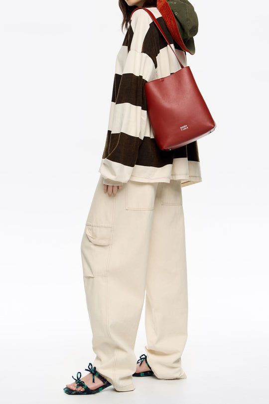Medium dark red leather Carlino bag