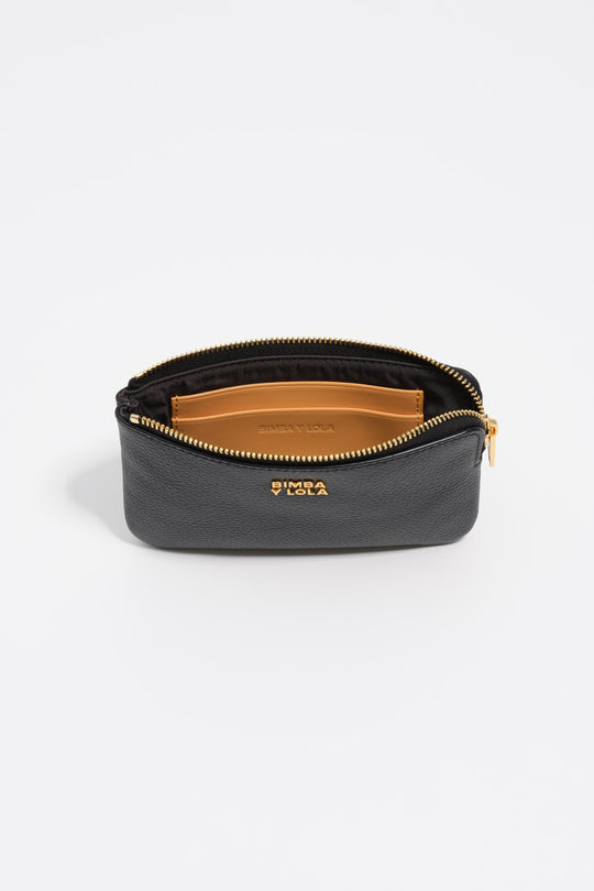 Small black leather purse