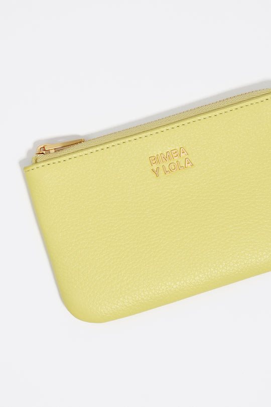 Small acid yellow leather coin purse