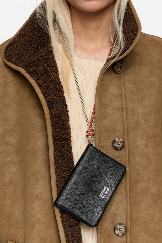 Black leather flap purse