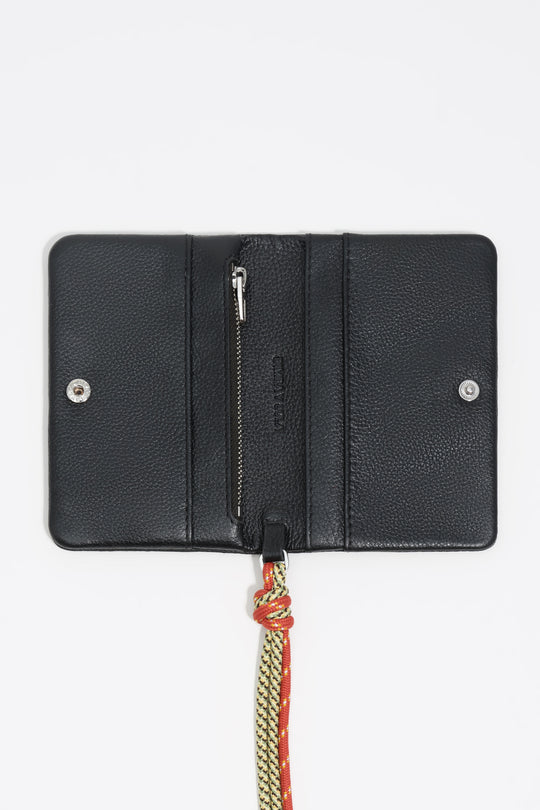 Black leather flap purse