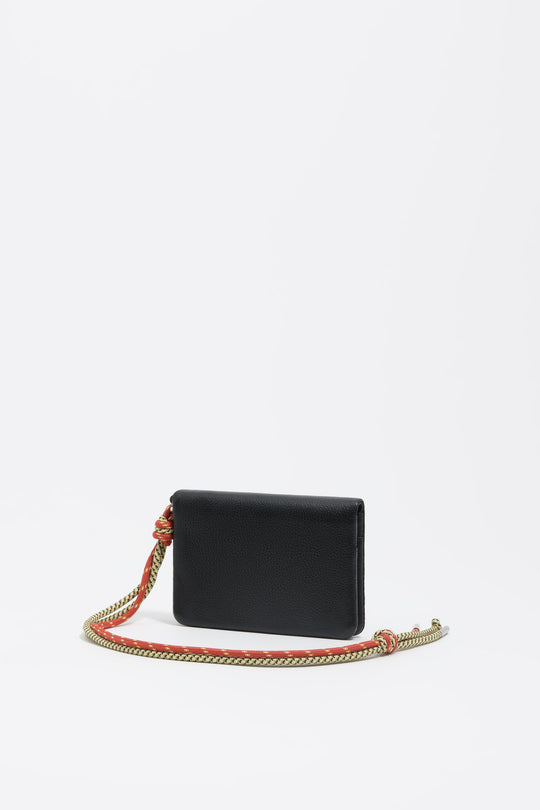 Black leather flap purse