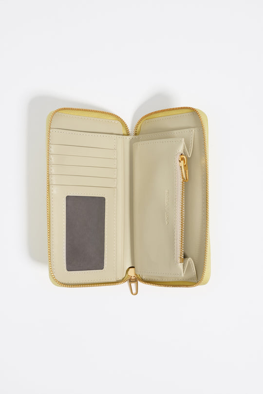 Medium acid yellow leather horizontal wallet