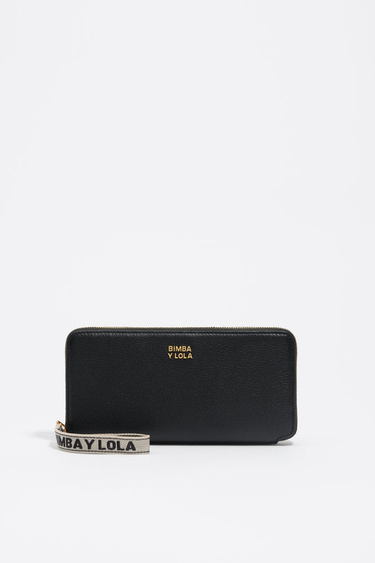 Large black leather horizontal wallet