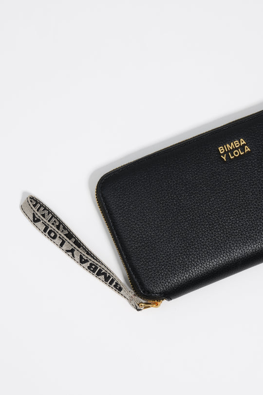 Large black leather horizontal wallet