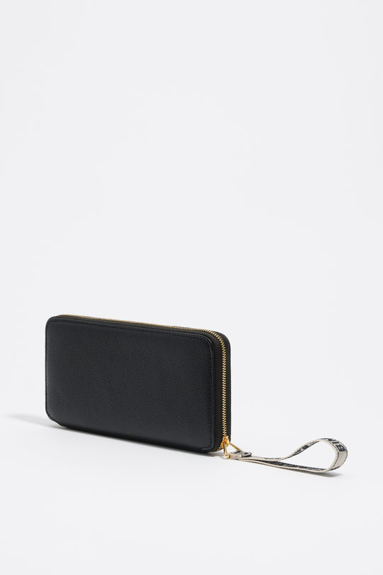 Large black leather horizontal wallet