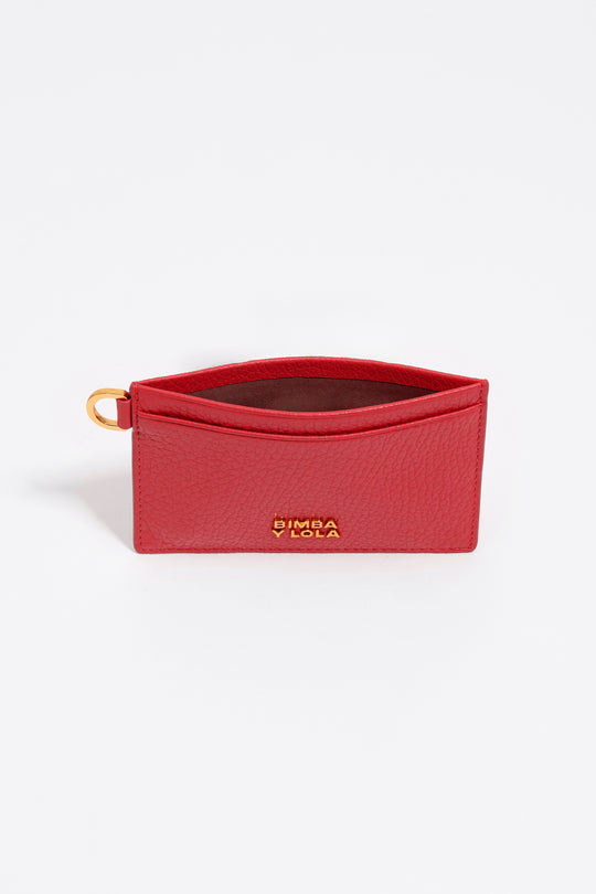 Red leather card holder