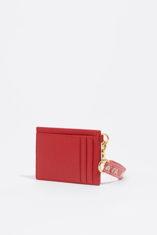 Red leather card holder
