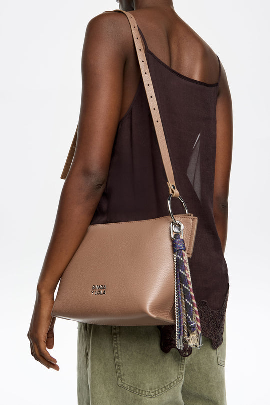 Medium light brown leather Trapecio bag