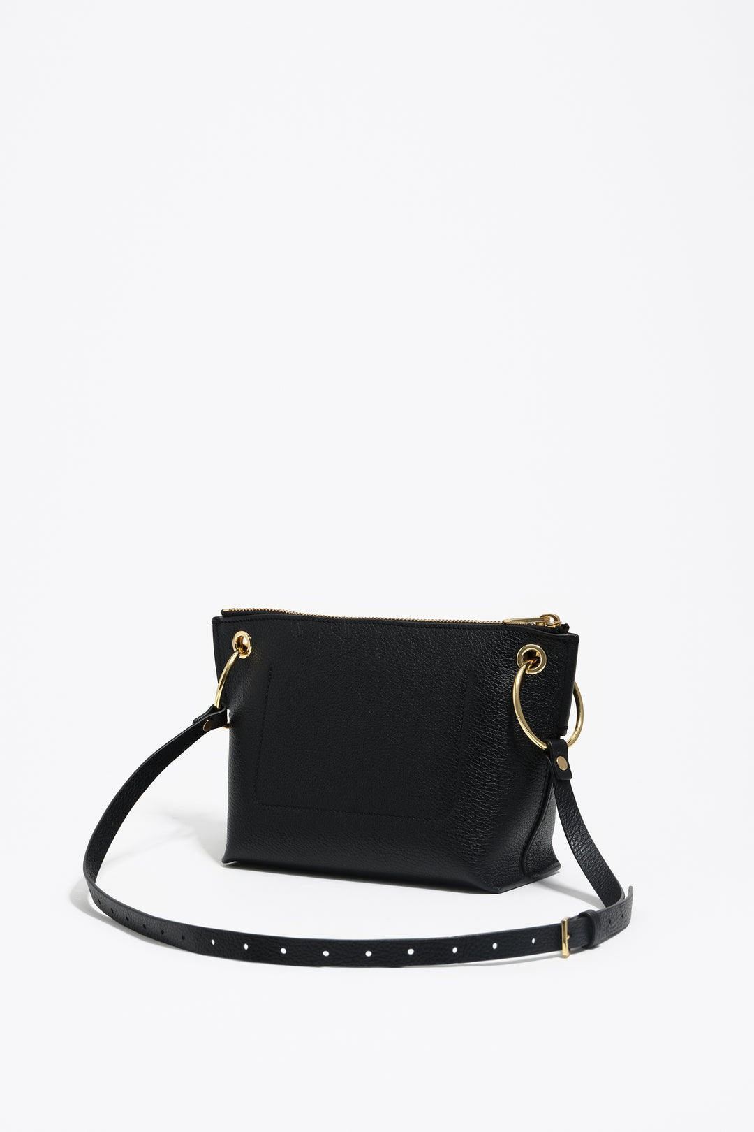 Medium black leather trapezium bag