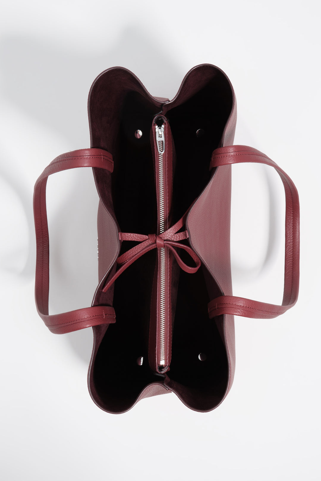 Burgundy leather shopper bag