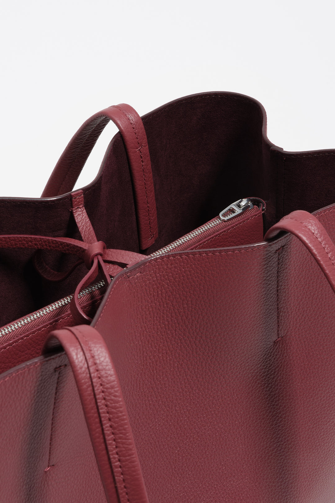 Burgundy leather shopper bag