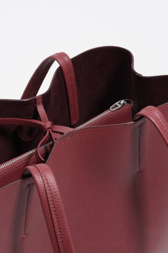 Burgundy leather shopper bag