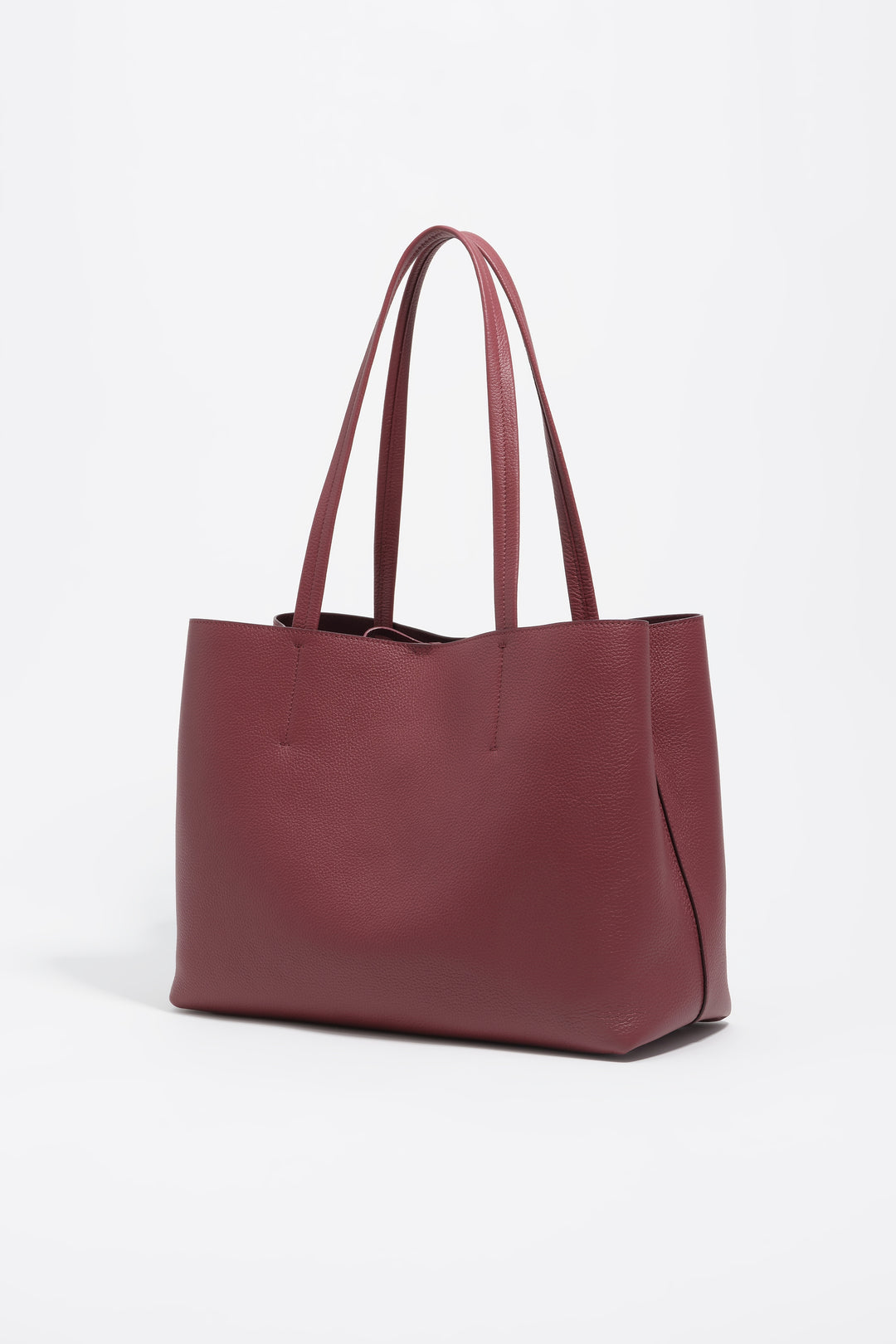 Burgundy leather shopper bag
